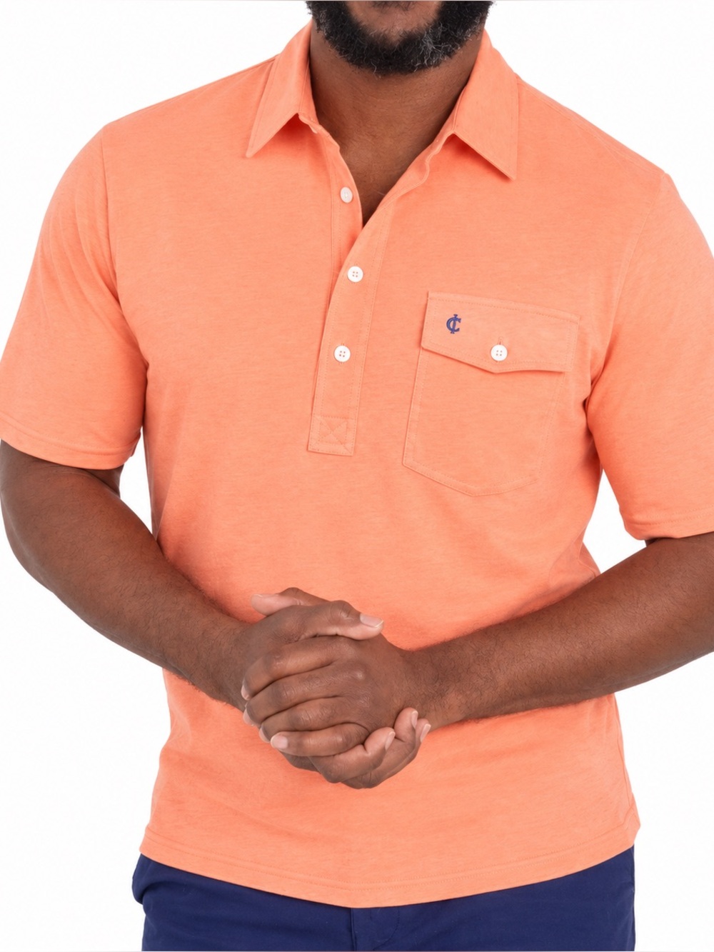 Criquet Players Shirt Men’s XXL Coral Organic Cotton Golf Polo Preppy 4 Button